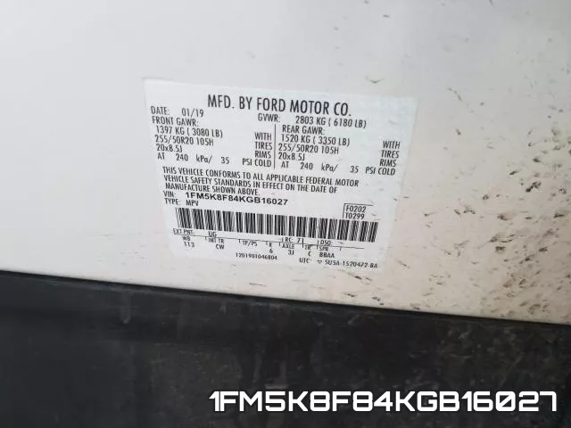 1FM5K8F84KGB16027 фото 2