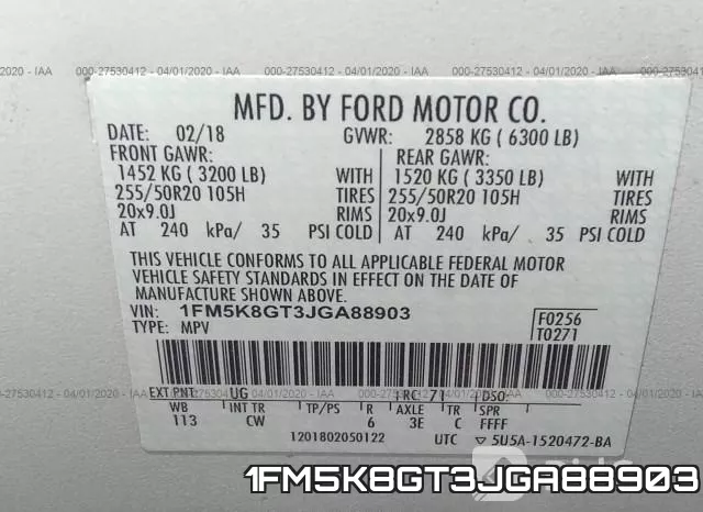 1FM5K8GT3JGA88903 фото 10