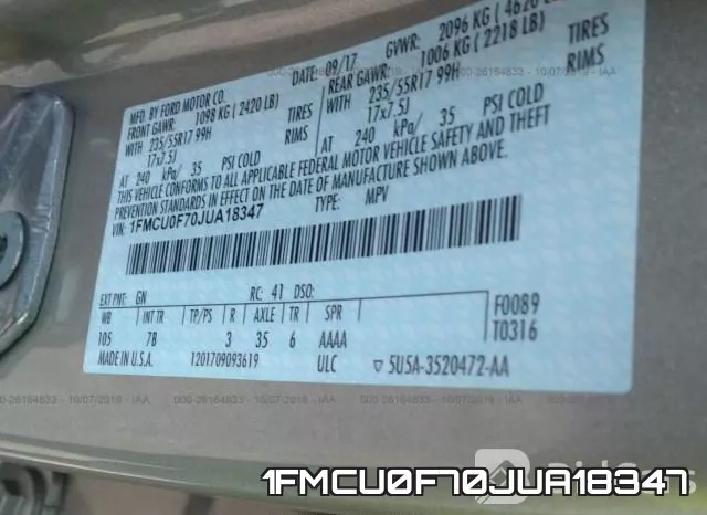 1FMCU0F70JUA18347 фото 10
