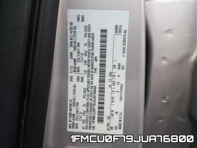 1FMCU0F79JUA76800 фото 2
