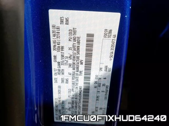 1FMCU0F7XHUD64240 фото 2