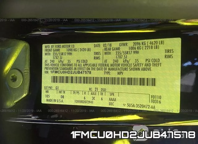 1FMCU0HD2JUB47578 фото 10