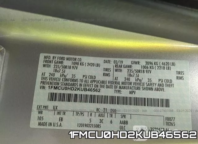 1FMCU0HD2KUB46562 фото 10