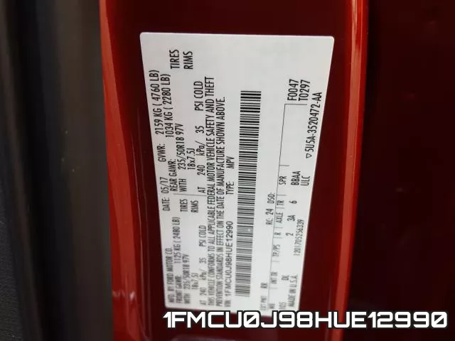 1FMCU0J98HUE12990 фото 2