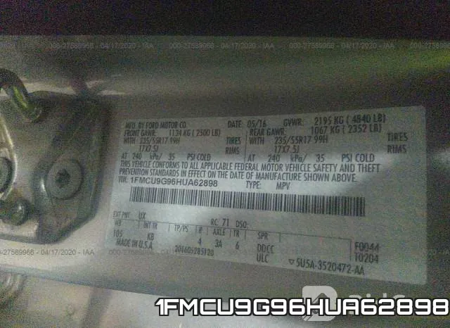 1FMCU9G96HUA62898 фото 10