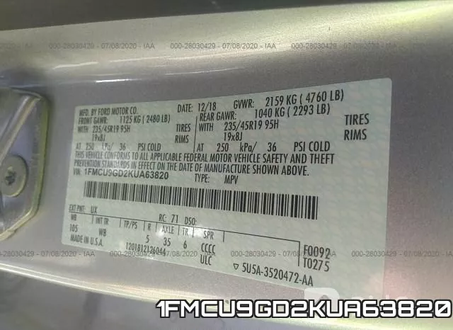 1FMCU9GD2KUA63820 фото 10