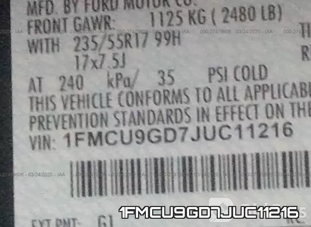 1FMCU9GD7JUC11216 фото 10