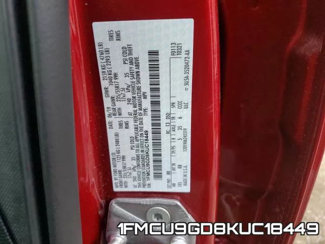 1FMCU9GD8KUC18449 фото 2