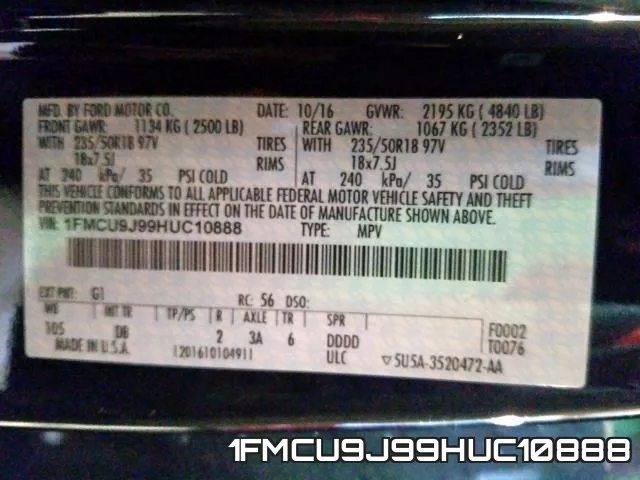 1FMCU9J99HUC10888 фото 2