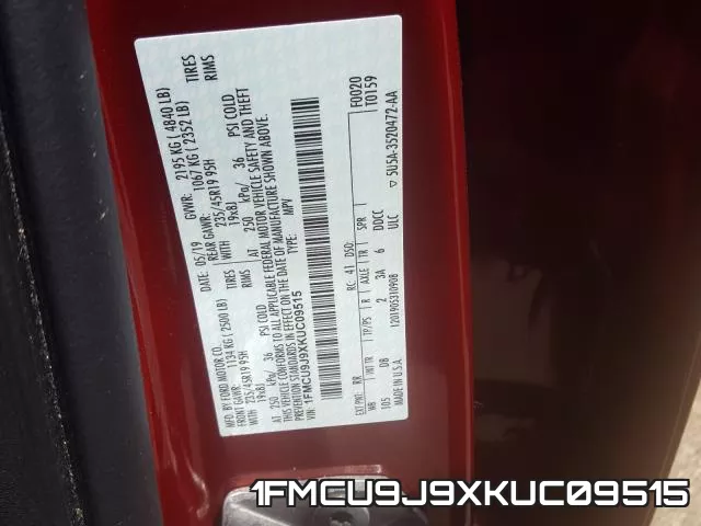1FMCU9J9XKUC09515 фото 2