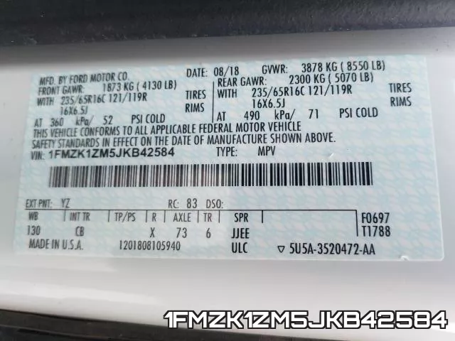 1FMZK1ZM5JKB42584 фото 2