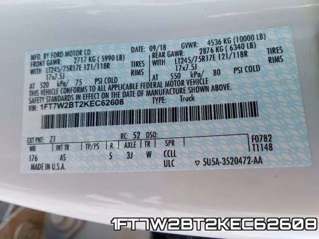 1FT7W2BT2KEC62608 фото 2