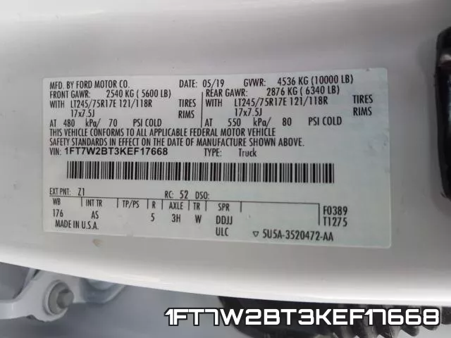1FT7W2BT3KEF17668 фото 2