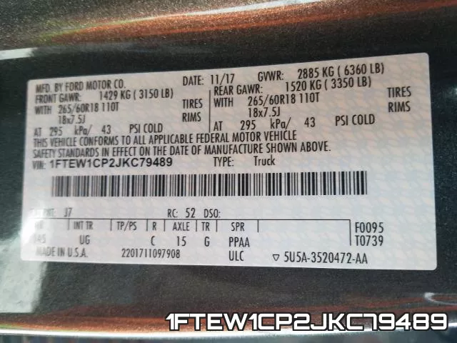 1FTEW1CP2JKC79489 фото 2