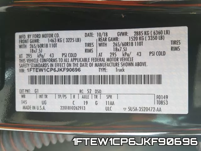 1FTEW1CP6JKF90696 фото 2