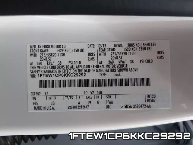 1FTEW1CP6KKC29292 фото 2
