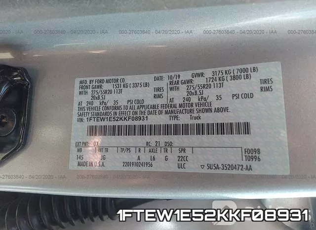 1FTEW1E52KKF08931 фото 10