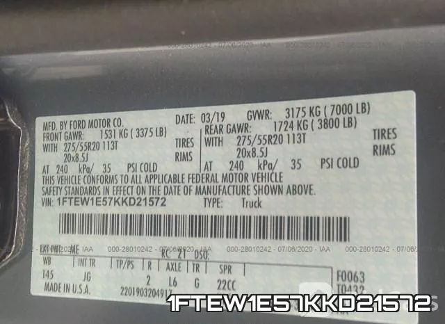 1FTEW1E57KKD21572 фото 10