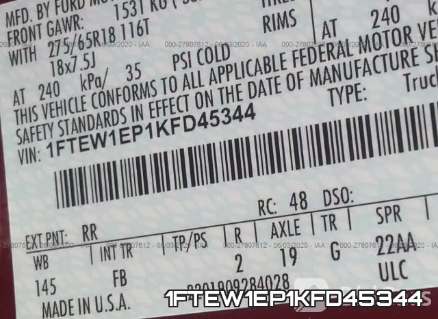 1FTEW1EP1KFD45344 фото 10