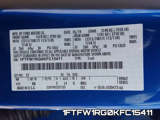 1FTFW1RG0KFC15411 фото 2