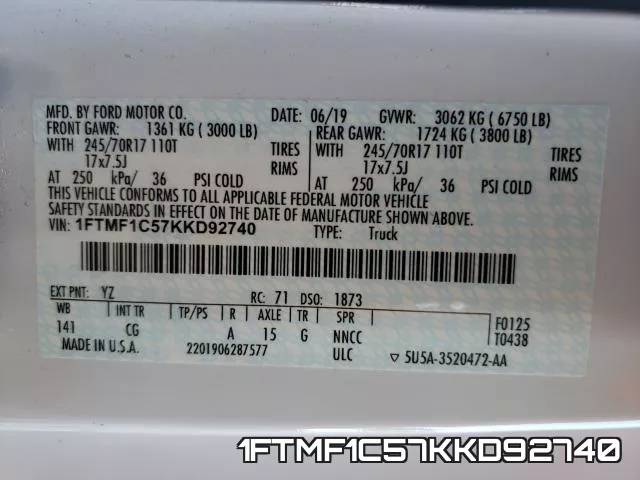 1FTMF1C57KKD92740 фото 2
