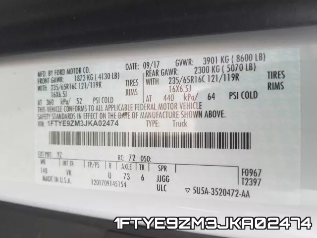 1FTYE9ZM3JKA02474 фото 2