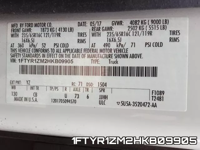 1FTYR1ZM2HKB09905 фото 2
