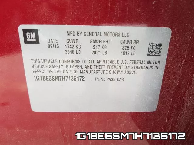 1G1BE5SM7H7135172 фото 2