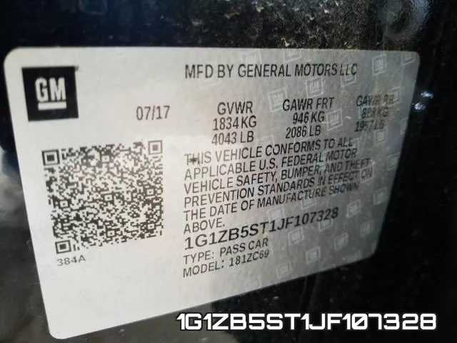 1G1ZB5ST1JF107328 фото 2