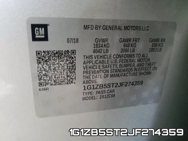 1G1ZB5ST2JF274359 фото 2