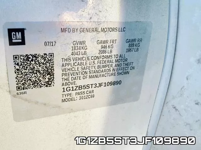 1G1ZB5ST3JF109890 фото 2