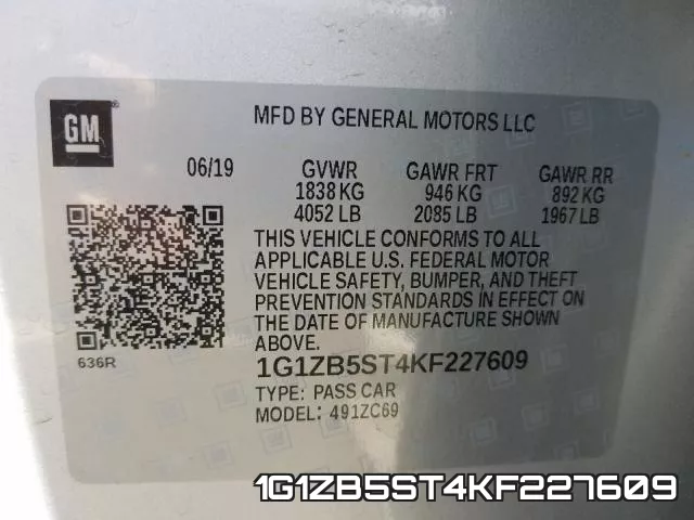 1G1ZB5ST4KF227609 фото 2