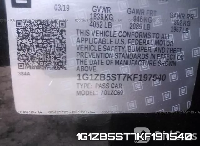 1G1ZB5ST7KF197540 фото 10