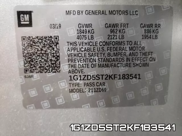 1G1ZD5ST2KF183541 фото 2