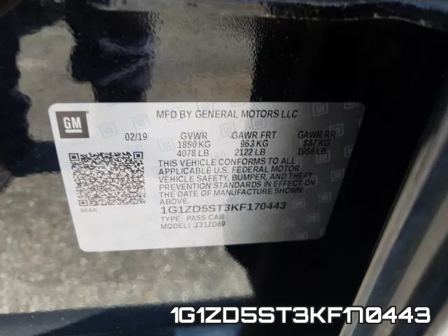 1G1ZD5ST3KF170443 фото 2