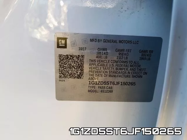 1G1ZD5ST6JF150265 фото 2