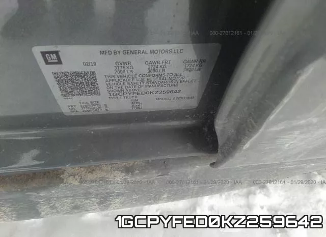 1GCPYFED0KZ259642 фото 10
