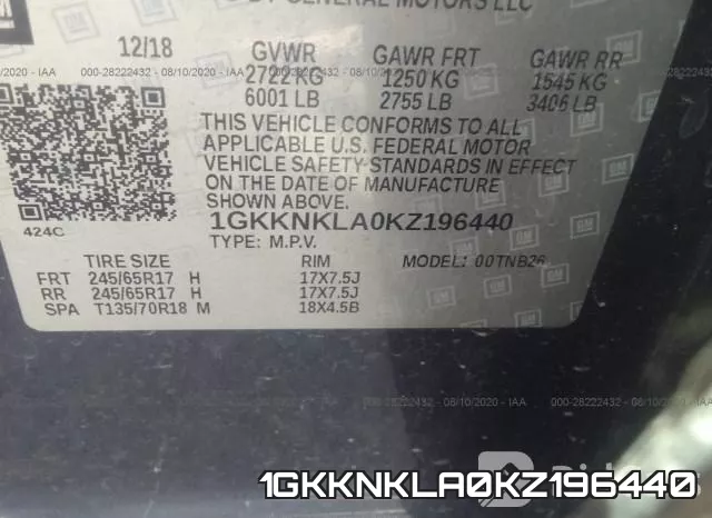 1GKKNKLA0KZ196440 фото 10