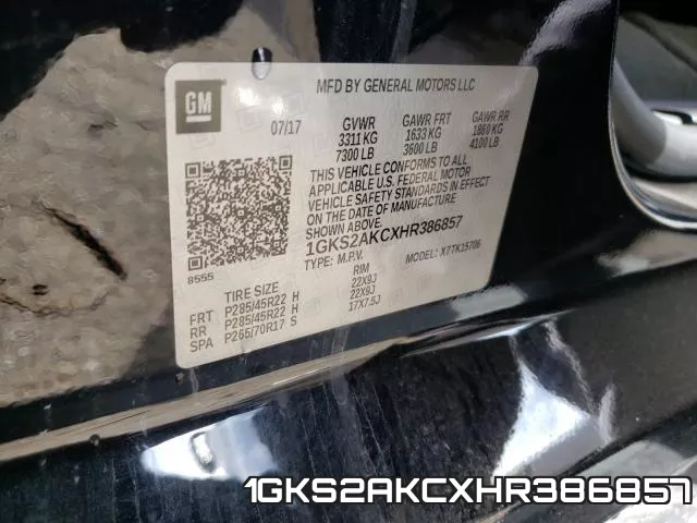1GKS2AKCXHR386857 фото 2