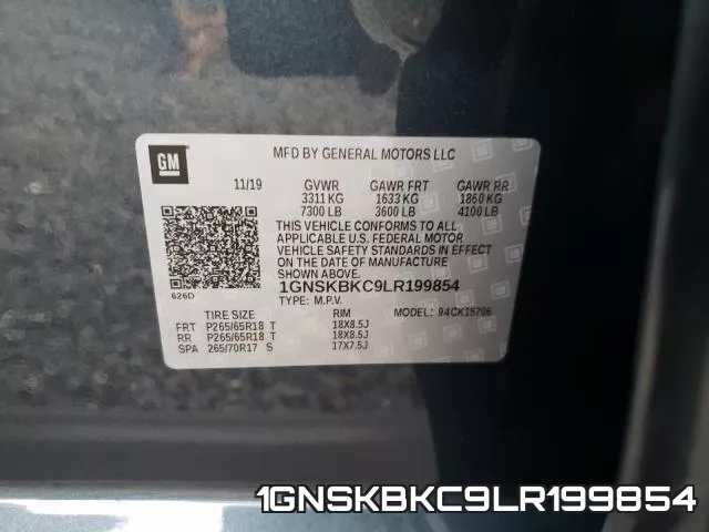 1GNSKBKC9LR199854 фото 2