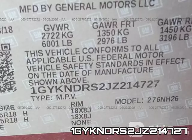 1GYKNDRS2JZ214727 фото 10