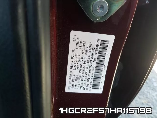 1HGCR2F57HA115798 фото 2