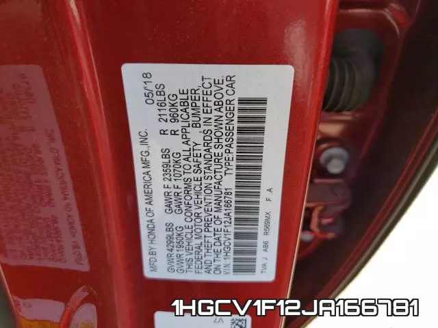 1HGCV1F12JA166781 фото 2
