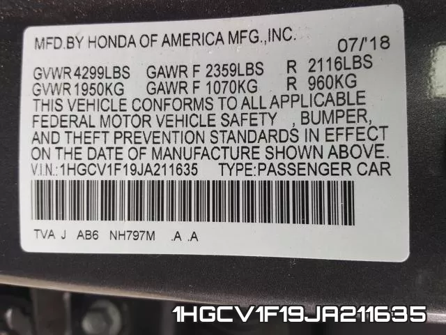 1HGCV1F19JA211635 фото 2