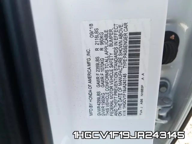 1HGCV1F19JA243145 фото 2