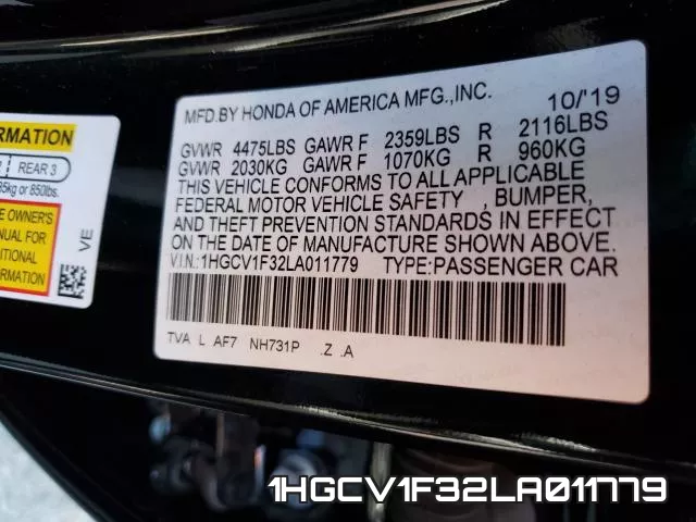 1HGCV1F32LA011779 фото 2