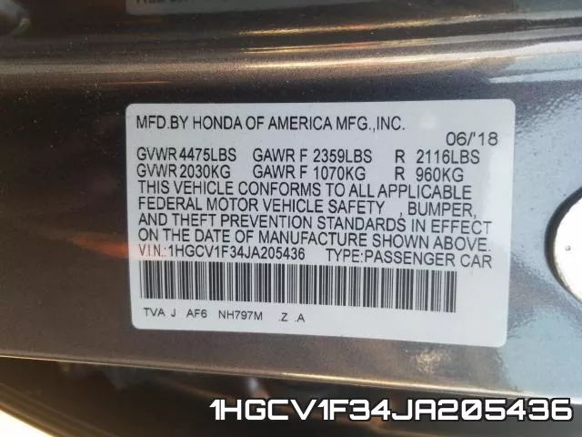 1HGCV1F34JA205436 фото 2