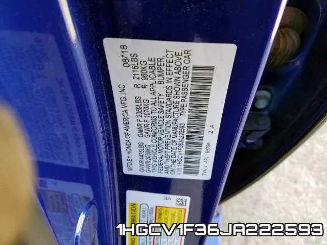 1HGCV1F36JA222593 фото 2