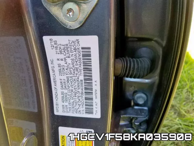 1HGCV1F58KA035908 фото 2