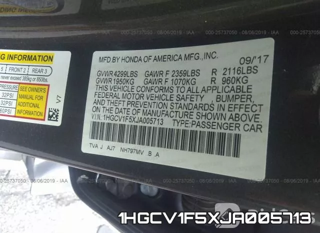 1HGCV1F5XJA005713 фото 10
